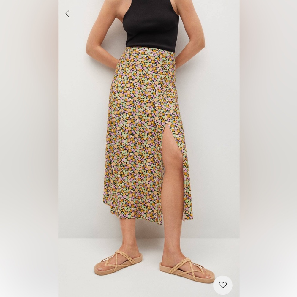 Mango Slit Multi Colored Floral Skirt Size M